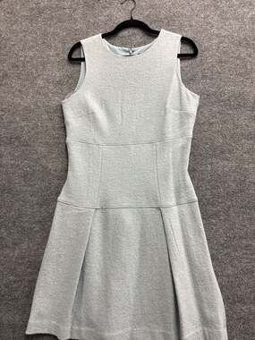 Ann Taylor Light Blue Felted Wool Blend Sleeveless Fit and Flare Pleated Dress